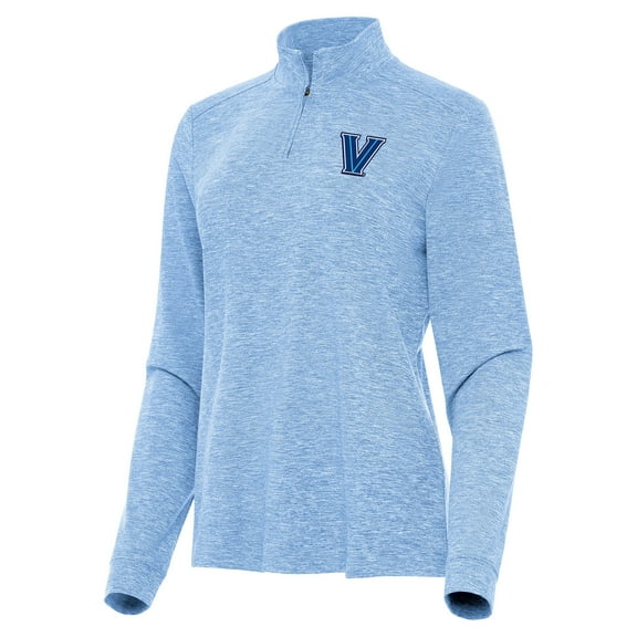 Women's Antigua  Heather Powder Blue Villanova Wildcats Mentor Long Sleeve Quarter-Zip Mock Polo
