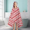 thumbnail image 6 of Red Christmas Striped Pattern (2) Hooded Bath Towel，60"x35" for Ages 3 To 12 Kids, Quick Dry Lightweight Soft Microfiber Hood Beach Towel Cover Up for Kids, 6 of 7