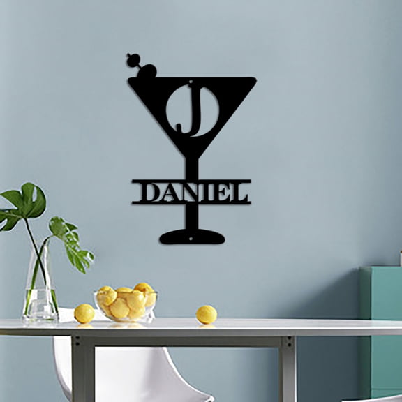 Custom Personalized Martini Initial Name Sign Martini Drinker Gift, Bar Sign Decor, Gift for Bartender, Shop Owner Gift Idea