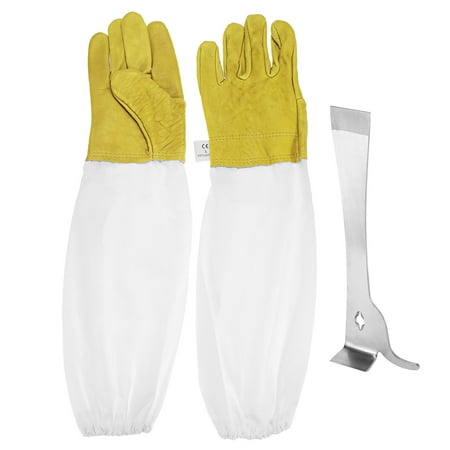 

Stainless Steel J-Hook Beehive Thumb Type Scraper L Sleeves Gloves Goatskin