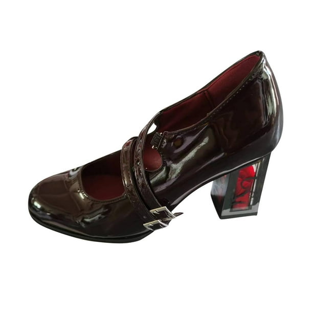 Amzcrzy Zapatos de mujer,Zapatos de mujer,Zapatillas de mujer, Zapatos vintage franceses de tacón alto y grueso con diseño de rosa seca para mujer Sandalias Mujer Zapatillas De Casa