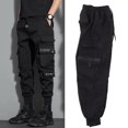 thumbnail image 1 of Pantalones Negros Con Puños Cónicos Y Múltiples Bolsillos Para Hombre, Pantalones Informales Con Cordón, Adecuados Para Verano Y Primavera, 1 of 7