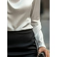 thumbnail image 3 of Elegant Plus Size White Satin Long Sleeve Blouse for Women in Regular Fit, 3 of 6