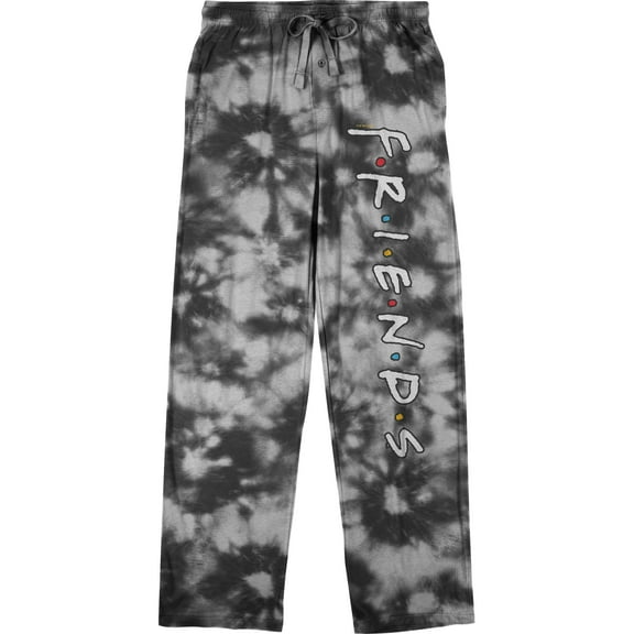 Friends TV Logo Men's Black & White Leopard Print Sleep Pajama Pants-Large