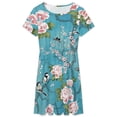 thumbnail image 3 of Chinoiserie Birds in Turquoise Blue Women's Dress Short Sleeve Summer Sundress Summer Women Clothes, 3 of 7
