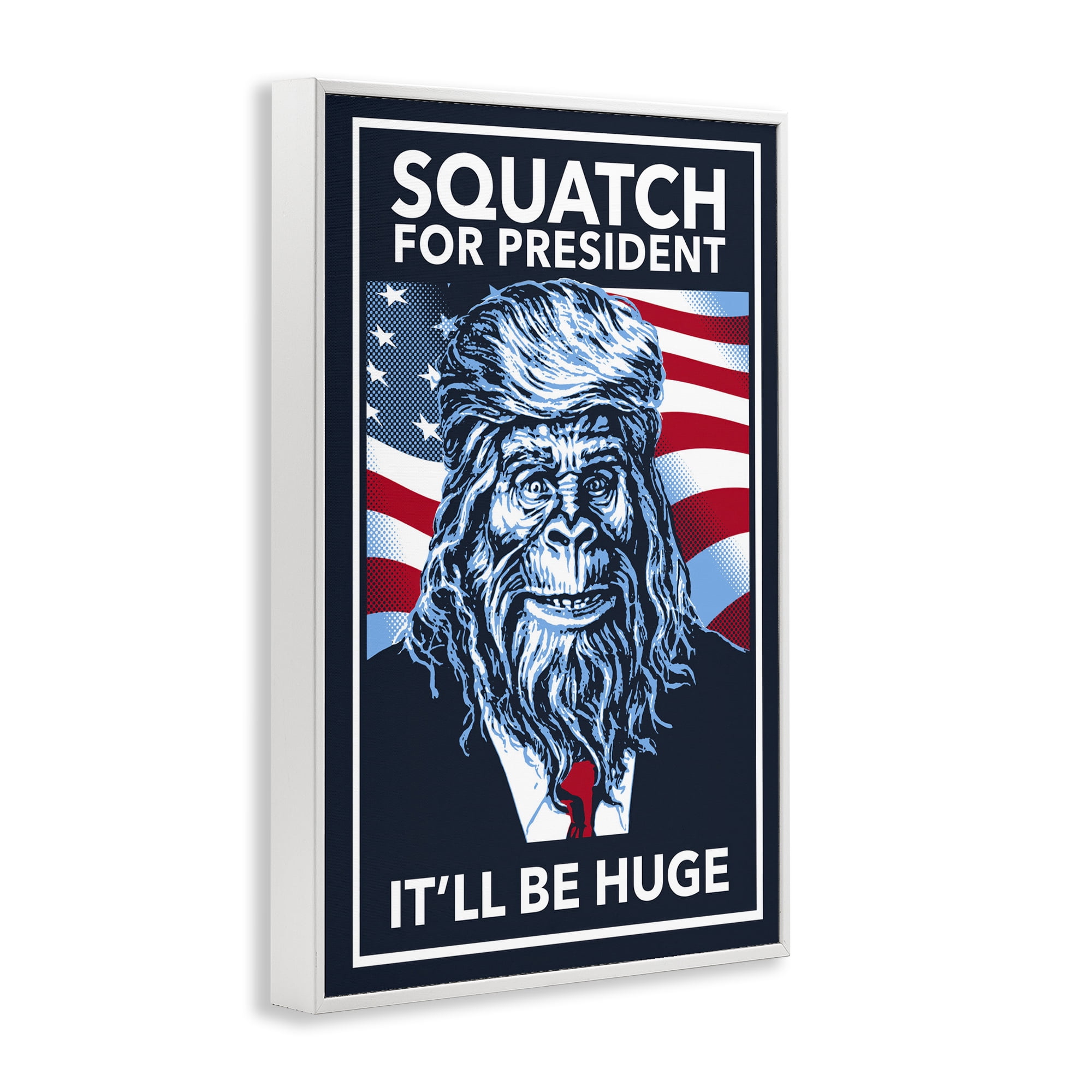 Stupell Industries Funny Mythical President Novelty Painting White Framed Art Print Wall Art, 16 x 24