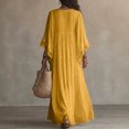 thumbnail image 3 of Yfalhf Women Boho Lace V‑Neck Batwing Sleeve Maxi Dress, Flow‑y Oversized Beach Vacation Dress, Photo‑Ready Long Dress for Summer Holiday Getaways,Yellow,L, 3 of 5