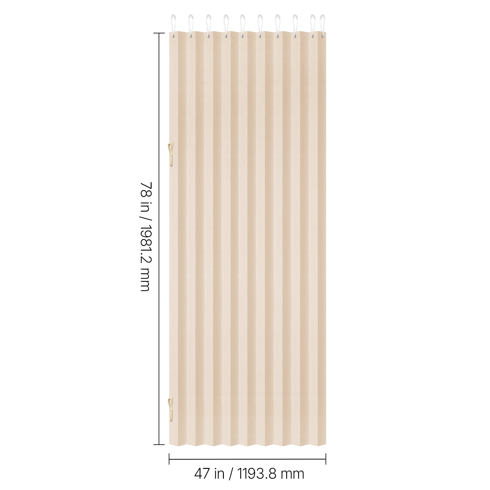 VEVOR Accordion Door, 47 x 78 inch, Blackout Fabric Folding Magnetic Door Curtain, with Hanging Hooks, Interior Room Divider for Doorways, Closets, Bedrooms, Bathrooms, Living Rooms, Beige, 1 Panel