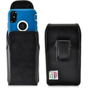 Turtleback Holster Compatible with iPhone 11 Pro, XS & X w/OB Defender case Black Vertical Belt Case Leather Pouch