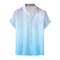 thumbnail image 1 of Camisas Manga Larga Hombre Hombres manga corta primavera verano casual impreso camisas top blusa camisas (Blue, M), 1 of 4