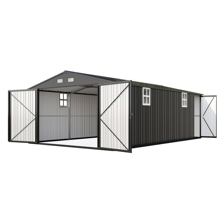 LUXOAK 13.2x20.7x8.4 ft Outdoor Storage Shed, Huge Metal Shed with