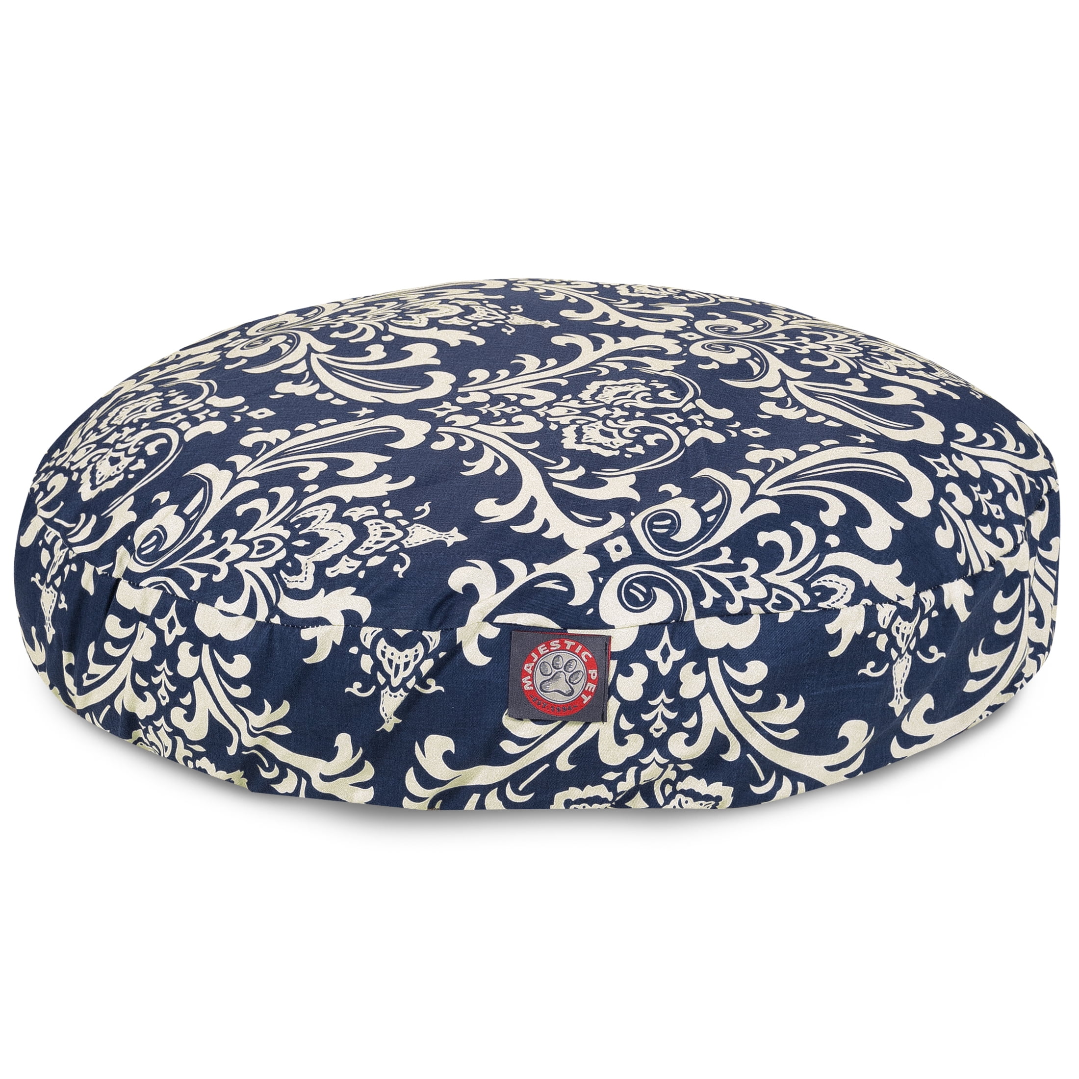 Majestic Pet | French Quarter Round Pet Bed For Dogs, Removable Cover, Navy Blue, Large