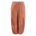 thumbnail image 4 of Linen Barrel Pants Women Baggy Summer Wide Leg High Waisted Palazzo Harem Pants Flowy Loose Fit Lantern Trousers, 4 of 4