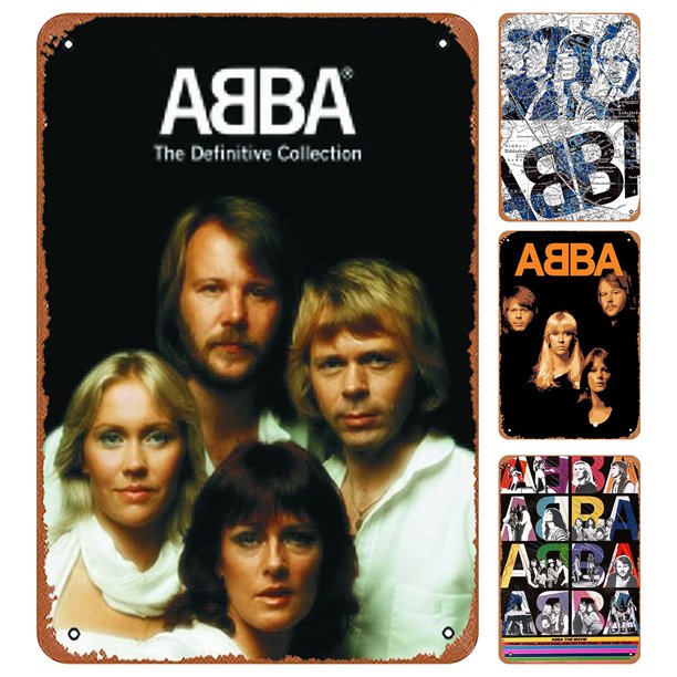 4 Uds ABBA Band Placa Metal Vintage Kit Pintura Hierro Rectangular 20x30cm