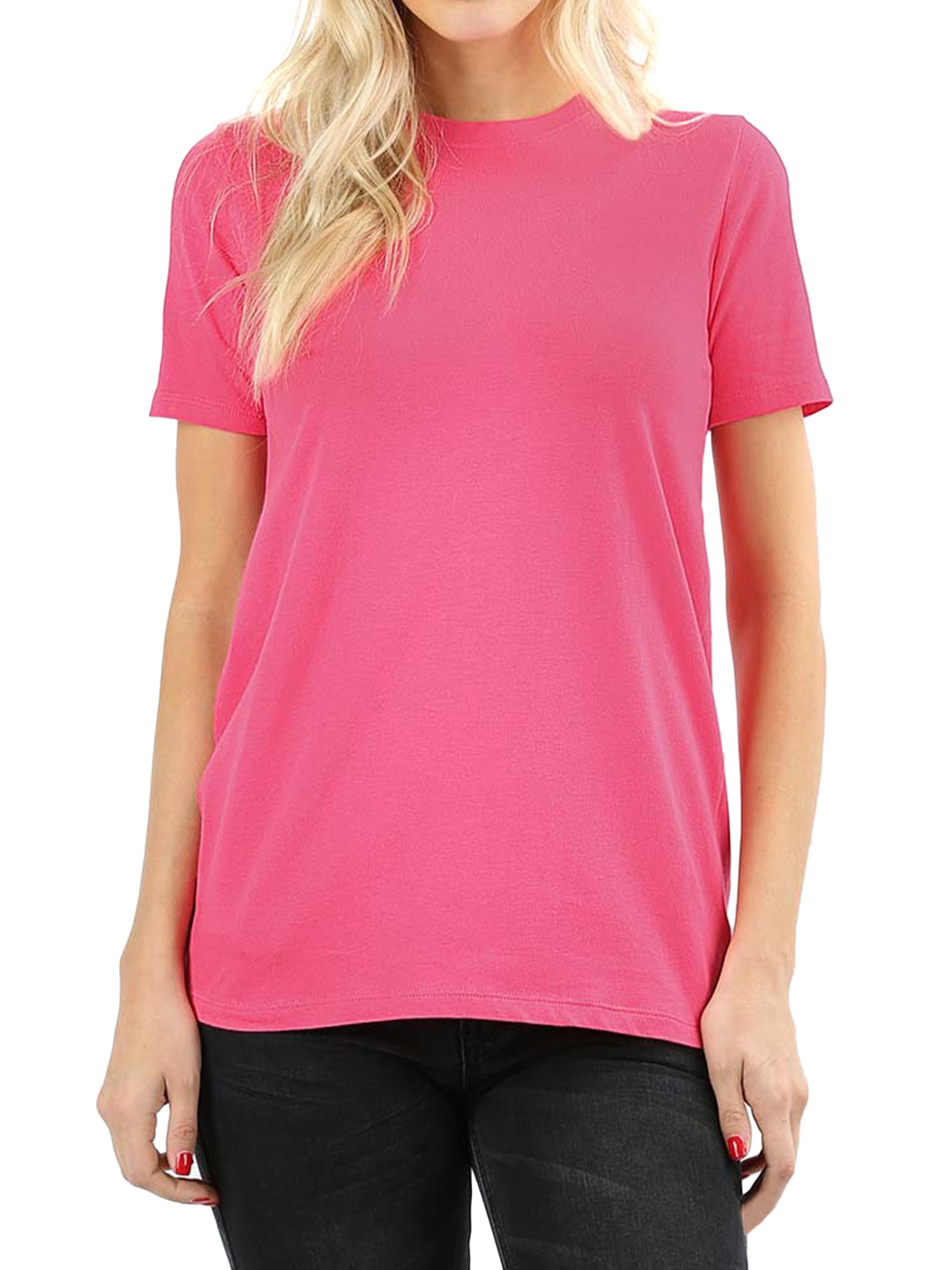TheLovely - Women's Cotton Crew Neck Short Sleeve Relaxed Fit Basic Tee ...