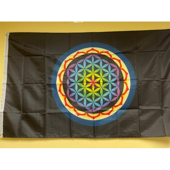 3X5 FLOWER OF LIFE BLACK FLAGS AND BUNTING