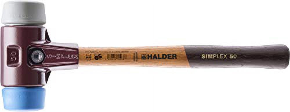 Halder Simplex Mallet with Soft Blue Rubber/Grey Rubber Inserts and Cast Iron Housing, 2.36" / 50.09 oz.