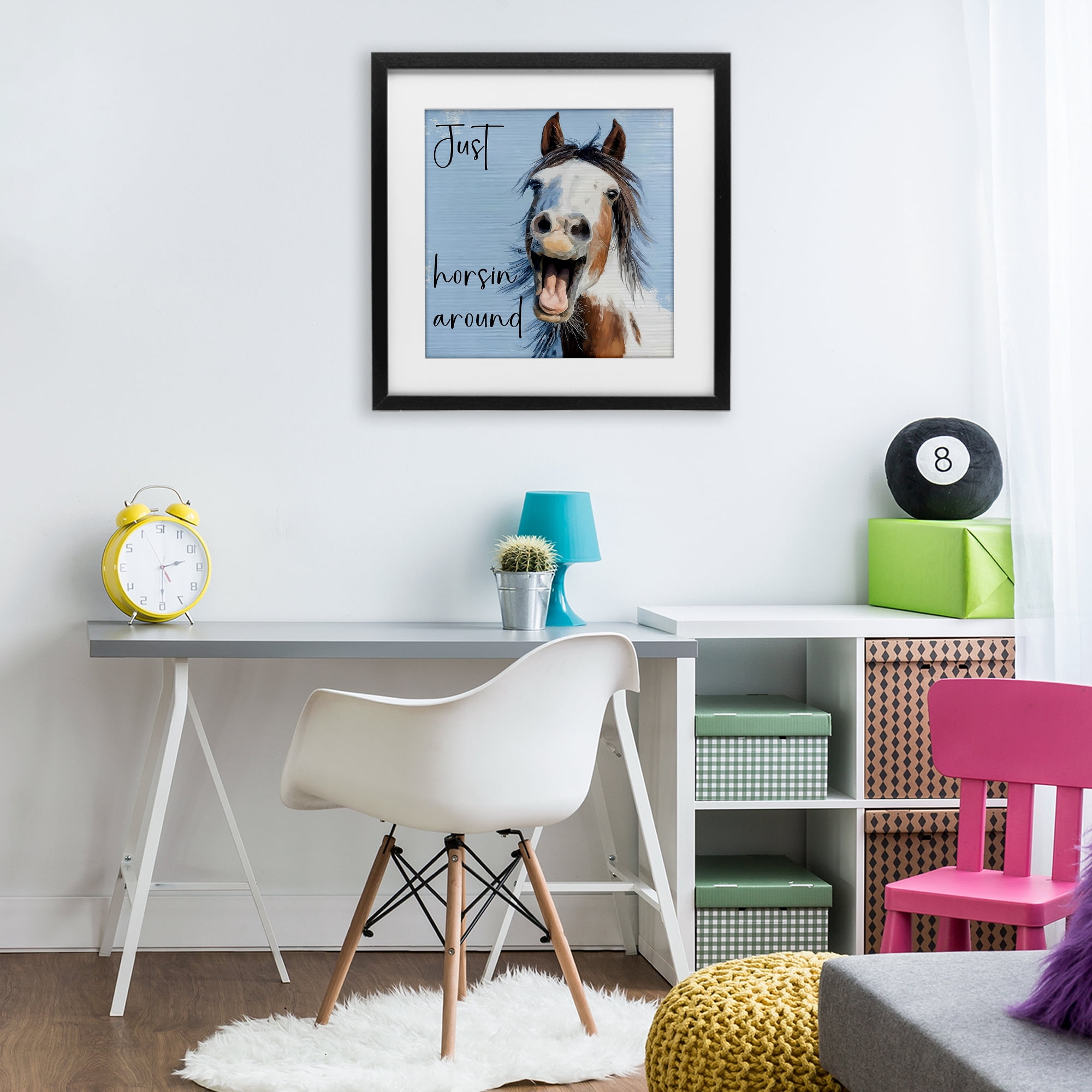 Stupell Industries Just Horsin' Around Black Framed Print Under Glass, design by Kim Curinga