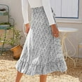 thumbnail image 2 of Women Tie Wrap Skirt Floral Print Ruffle Trim Split Design Mid Length Flowy Hem Summer Skirt with Lining, 2 of 6