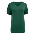 thumbnail image 5 of LUOGENLI T-shirts pour Femmes Décontractés Col en V T-shirts pour Femmes Mode Été Hauts Dentelle Manches Courtes Blouses Amples Tendance Tee T-shirts Femmes Blanc Fête de la Saint-Patrick Vert Foncé L, 5 of 5