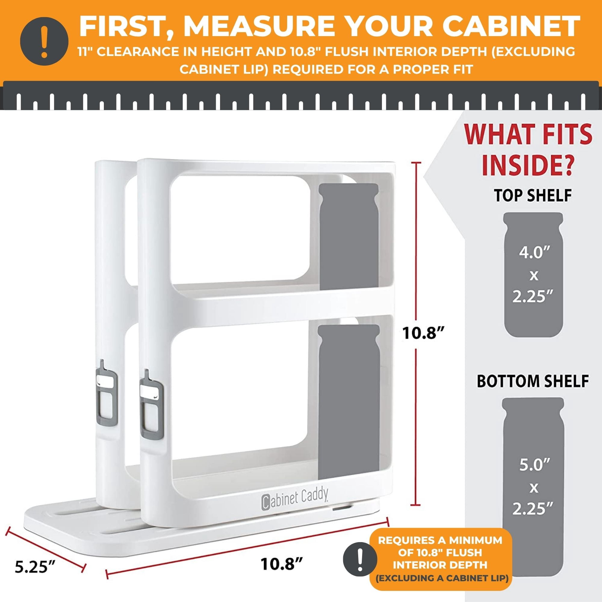 Cabinet Caddy Spice Rack Organizer, Slide & Rotate Kitchen Organizer, 2-Tier Shelves