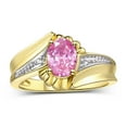 thumbnail image 1 of RYLOS Rings for Women 14K Yellow Gold Swirl Z Ring 7X5MM Oval Gemstone &  Diamond Rings October Pink Ice Jewelry Size 5, 1 of 7