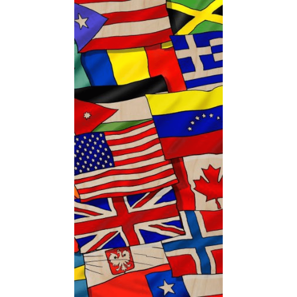 International World Country Flags Stacked Plywood Wood Print Poster Wall Art