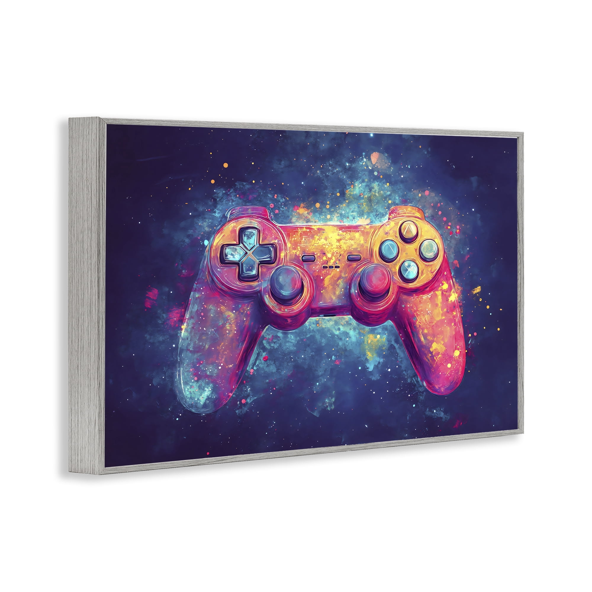 Stupell Industries Futuristic Cosmic Game Controller Gray Framed Giclee Art, design by Creative Studio