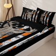 thumbnail image 3 of Manfei Safari Deer Zipper Twin Comforter Sets with Fitted Sheet and 2 Pillowcases,Orange Camo American Flag Zipper Bedding Set,Black Reversible,4pcs, 3 of 8