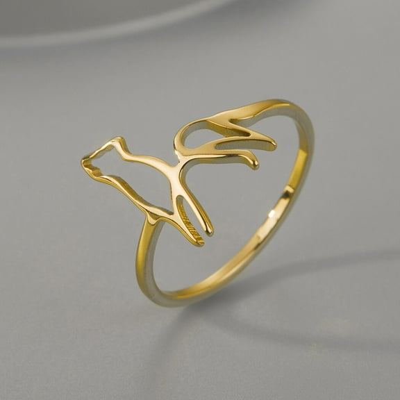 Viking Wolf Stainless Steel Ring Gold Plated Animal Jewelry Party Gift