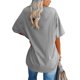 thumbnail image 2 of Camiseta holgada de manga corta para mujer, camiseta de manga corta con cuello redondo y hombros caídos de color puro para uso diario, gris claro S, 2 of 4