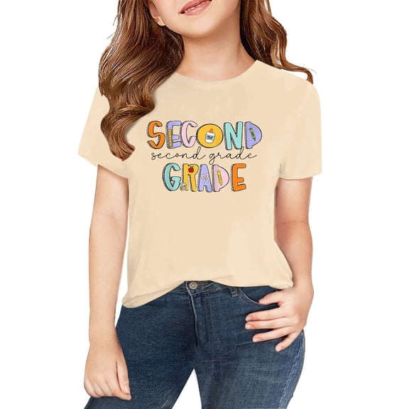 FDDMis Graphic Baby Tees Girls Tops Size 14-16 Toddler Tshirts Preppy Shirts Baby Clothes for Girls 3-6 Months Kids Clothes Girls Size 6-7 Kids, Beige 10-11 Years