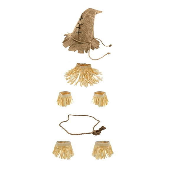 Nicky Bigs Novelties Adult Burlap Scarecrow Hat and Faux Straw Kit Halloween Costume Accessory Set