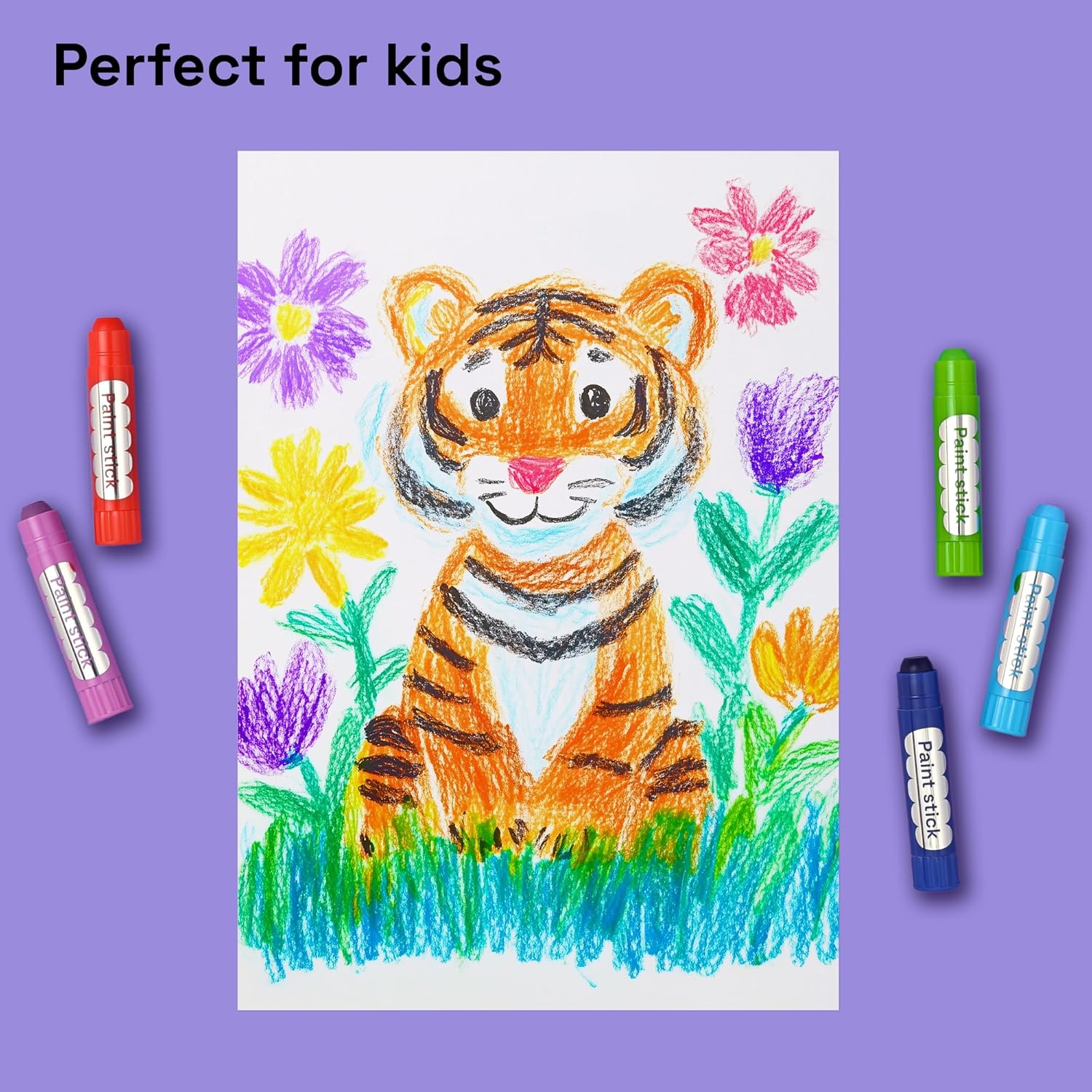 ARTISTRO 100% Washable Tempera Paint Sticks for Kids - 24 Non-toxic Paint Markers for Kids - Color Sticks with Twist Design, Coloring Pages Included