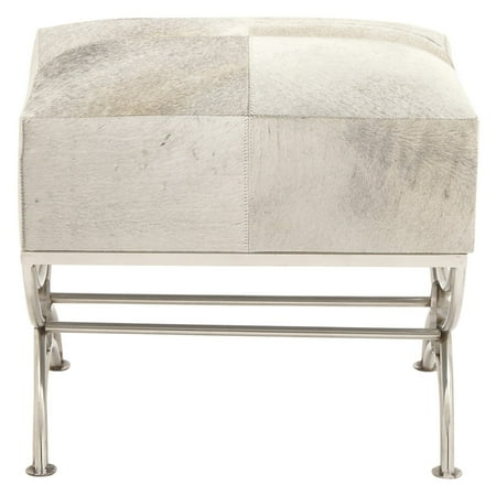 DecMode Stainless Steel Stool with Leather Hide Cushion