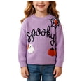 thumbnail image 3 of 6-12 Months Toddler Girls "Spooky" Ghost Pumpkin Embroidered Knit Sweater,Halloween Pullover, 3 of 9