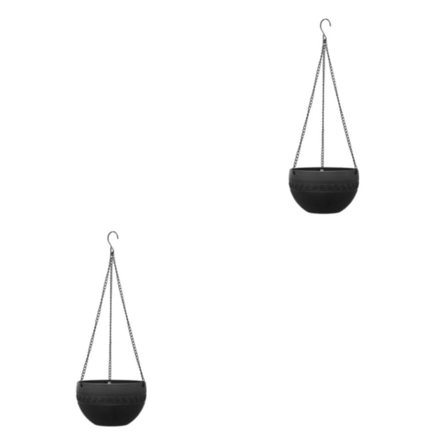 Transemion 2x Breathable And Not Easy To Deform Hanging Flower Pots For Indoor And Outdoor Black 2Set