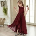 thumbnail image 6 of Chiffon Junior Bridesmaid Dress for Teens Asymmetrical Sleeveless Design Adjustable Waistband Flower Girl Dress for Girls Formal Dress-Cabernet-2Y, 6 of 9