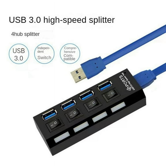 USB 3.0 Power Adapter 4 Ports Multi USB Splitter Hub 3.0USB Hub 50CM Cable Hub Docking C2000