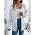thumbnail image 6 of Crochet Cardigan for Women Long Sleeve Open Front Knit Oversized Cardigan Sweaters White L, 6 of 9