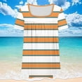 thumbnail image 4 of Plus Size Short Sleeve Tops Womens 1X-5X Square Neck Striped Summer Loose Tunic Tee Shirts with Pleats (2XL, Orange), 4 of 5