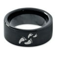 thumbnail image 2 of Tungsten Walking Trail Human Footprints Band Ring 9mm Men Women Comfort Fit Black Flat Cut Brushed Polished, 2 of 4
