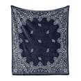 thumbnail image 1 of Paisley Soft Flannel Fleece Throw Blanket, Pattern with Middle Eastern Influences Image, Cozy Plush for Indoor and Outdoor Use, 70" x 90", Dark Blue White, by Ambesonne, 1 of 6