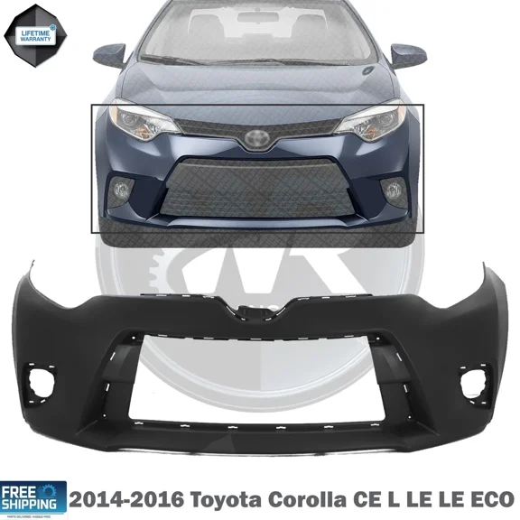 WIDE RANGE PARTS Front Bumper Cover Primed For 2014-2016 Toyota Corolla CE L LE LE ECO
