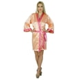 thumbnail image 3 of Bimba Women Short Classic Satin Robe Getting Ready Bride Bridesmaid Robes Kimono Sleeve Coverup, 3 of 8