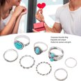 thumbnail image 4 of 8pcs Turquoise Knuckle Ring Set Women Girls, Retro Bohemian Stackable Finger Rings Jewelry Accessory With Delicate Inlaid Turquoise, Exquisite Craftsmanship, 4 of 8