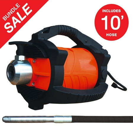Concrete Vibration Air TOMAHAWK Concrete Vibrator Electric With 10ft Concrete Vibrator Flex Shaft Cable Whip Backpack 14000 Vibrations per Minute Construction Remove Air Bubbles Cement 1