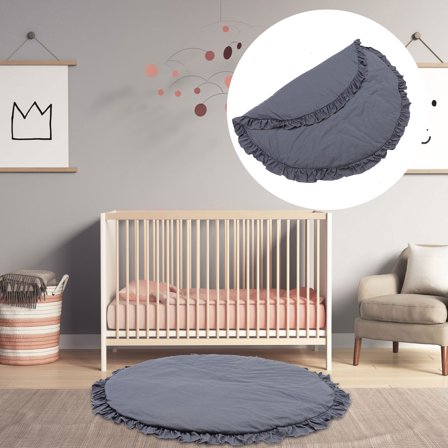 PBPBOX Toddler Playing Mat Comfortable Round Baby Mat Grey 1Pcs