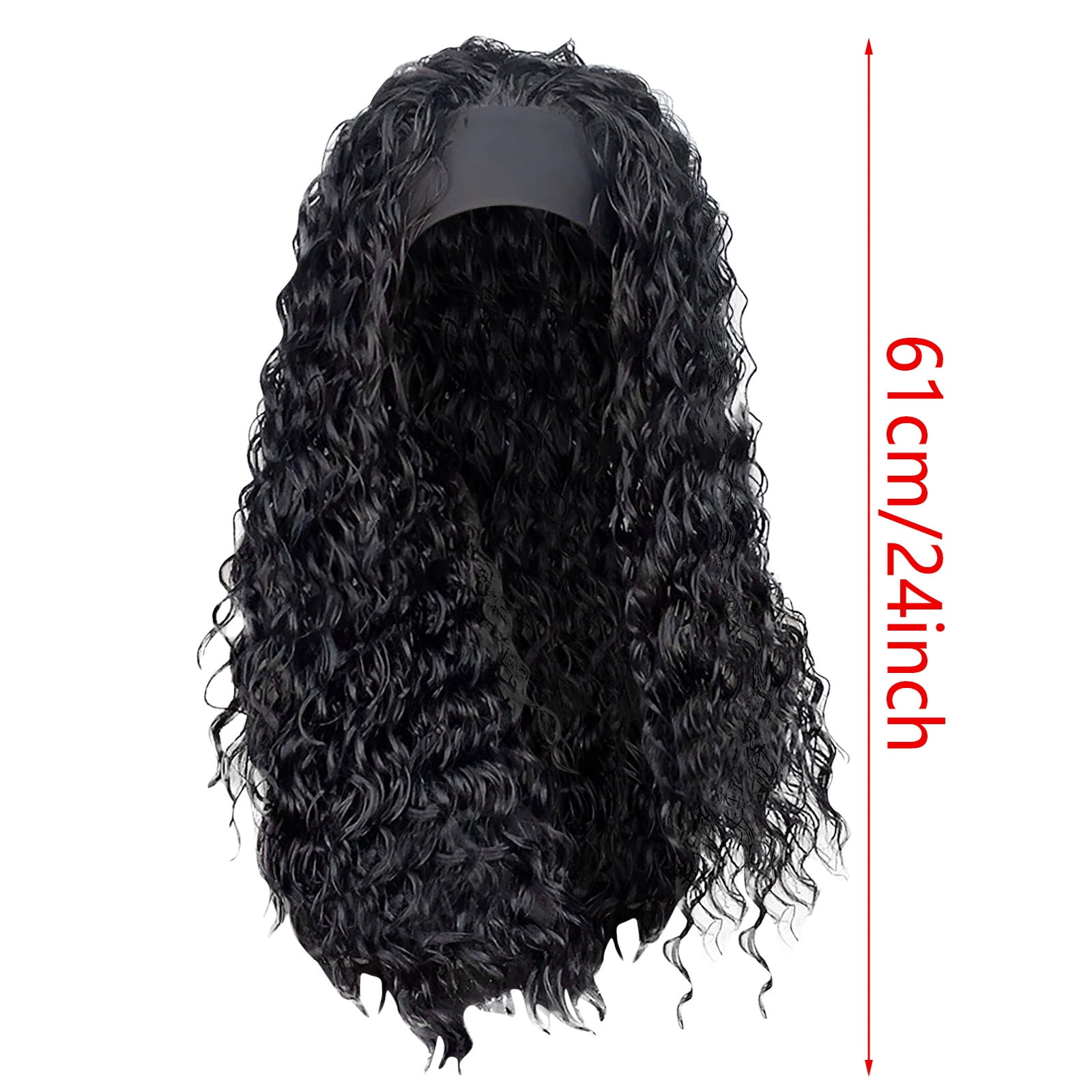 Headband Wigs Long Black Body Wave Clueless Wigs for Black Women,24inch Headband Wig Curly Deep Wave Headband Wig,Synthetic Natural Looking Wavy Head Band Wig Human Hair Wigs