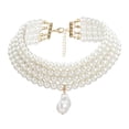 thumbnail image 1 of 2x Gargantilla de de Imitación de Imitación de Múltiples Hebras, Joyería Llamativa para Mujeres Y Niñas, Boda, Cumpleaños, de Navidad, Yuyangstore Collar de perlas de imitación multicapa, 1 of 8